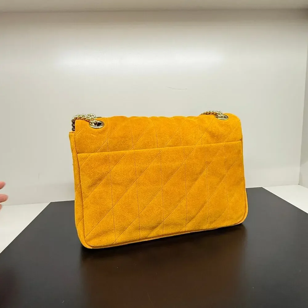 NEW‼️Coach Elodie Crossbody Bag With Quilting  CET34 suede/Gold/Marigold